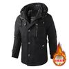 Medium and long men's hooded jacket men's washed autumn and winter jacket men's large size trench coat tooling