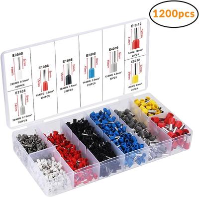 1200pcs Wire Ferrules Connectors Terminals Kit with Plier Insulated AWG 22-7 Wire Terminals Crimping Connectors Wire End Ferrule