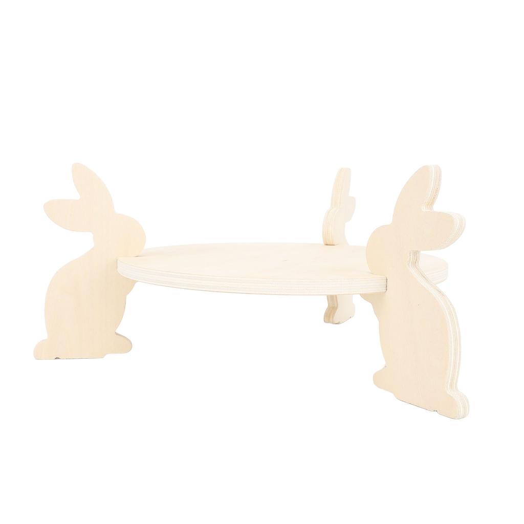 Wood Cake Stand Rustic Cake Display Stand Decorative Wood Cake Platter Tray for Birthday Party Wedding Bunny