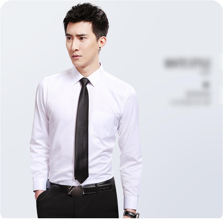 White Shirt Men's Long-sleeved Solid Color Men's Shirt Loose Non-iron Business Black Thin Cotton Shirt