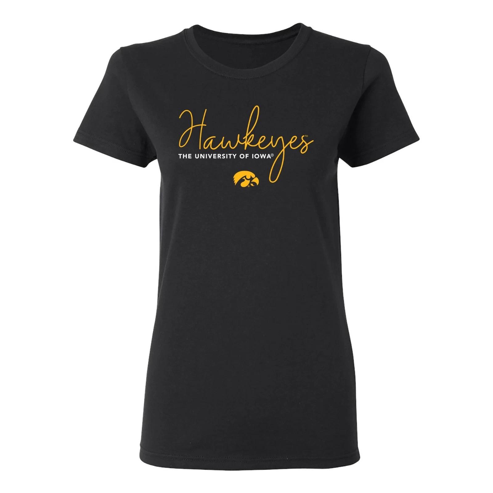 Iowa Hawkeys Thin Script Womens T-Shirt - Black L