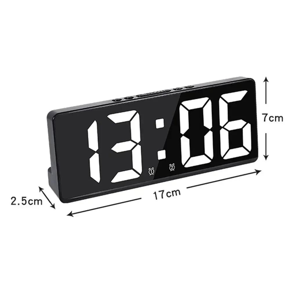Modern LED Digital Clock with Large Display, Alarm, Temperature, Calendar & Nightlight for Bedside Decor