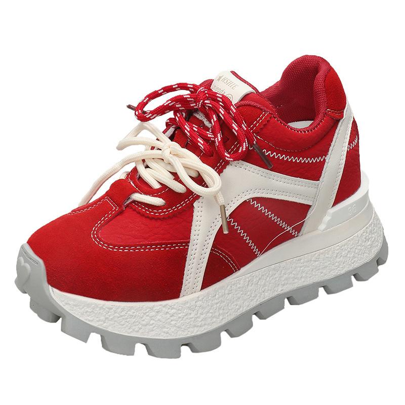 2025 autumn new German training shoes waterproof table fashion casual shoes autumn ins women's shoes round head height Forrest Gump shoes women