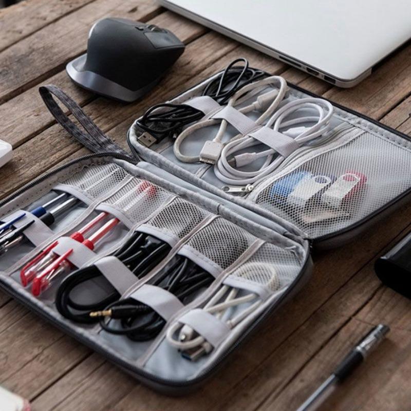 Torba do przechowywania kabli danych, torba do przechowywania power banku, etui na słuchawki cyfrowe pudełko do przechowywania, wielofunkcyjna torba podróżna z tkaniny Oxford