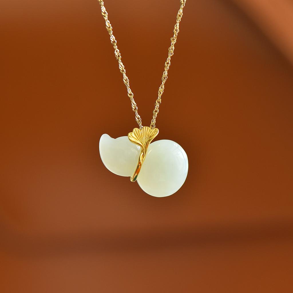 Hotan Jade S925 Silver Gourd Pendant Necklace