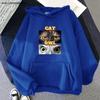 Animal Garphic Men Clothing A Cat and An Owl Hoodies Cartoon