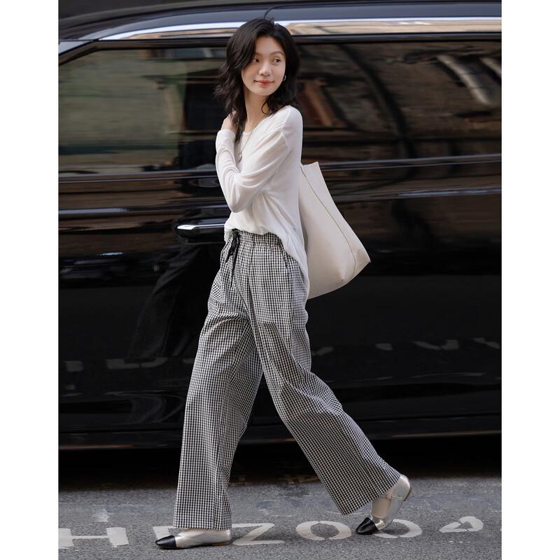 Demana Women s Paper-Bag Waist Plaid Pants M