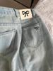 Women's 2024 Summer High-Waisted Slimming A-Line Denim Mini Skirt with Ripped Detail