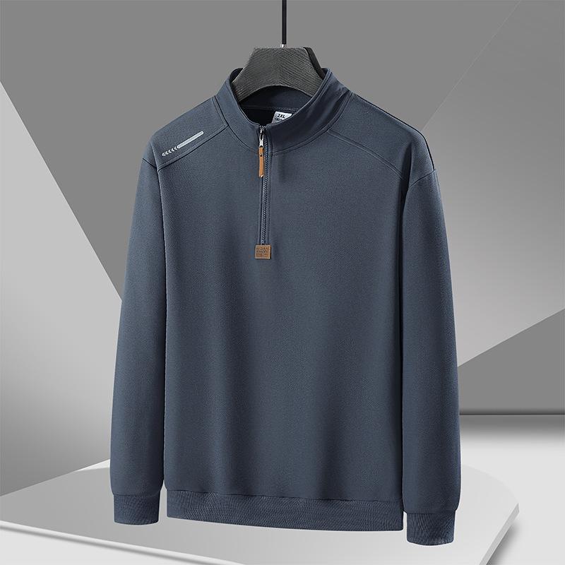 Tröja med halv dragkedja Herr Pullover Ståkrage Vår och Höst Casual Lös och Mångsidig Medelålders och Ung Sporttopp Pappa Kläder