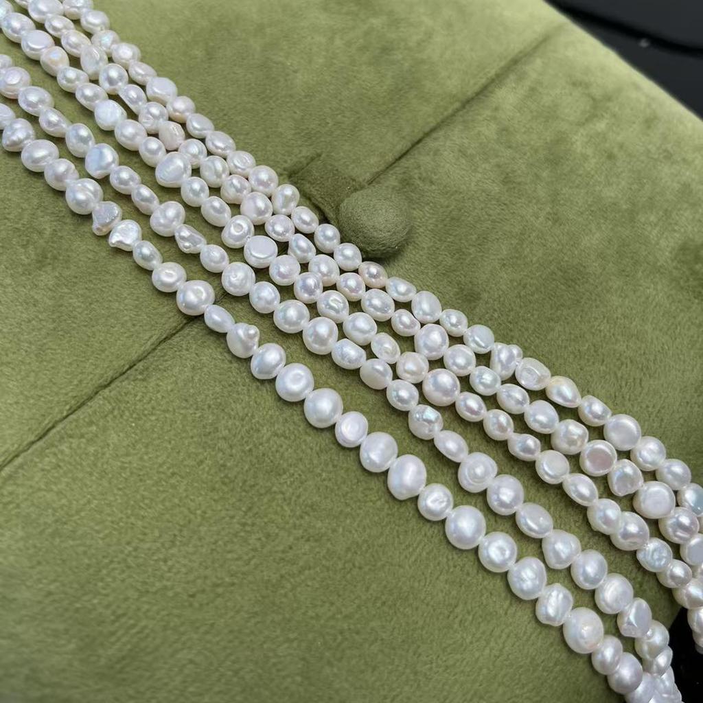 1String, White Natural Freshwater Pearls, 5-6mm, Boho Handmade Nugget Pearl Beads for Jewelry Making DIY Necklace Accessories, Crafts Gifts 36cm