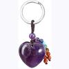 Portachiavi in Cristallo a Forma di Cuore di Quarzo Rosa Naturale con Fascino di Pietra Curativa dei 7 Chakra per Donne Ragazze