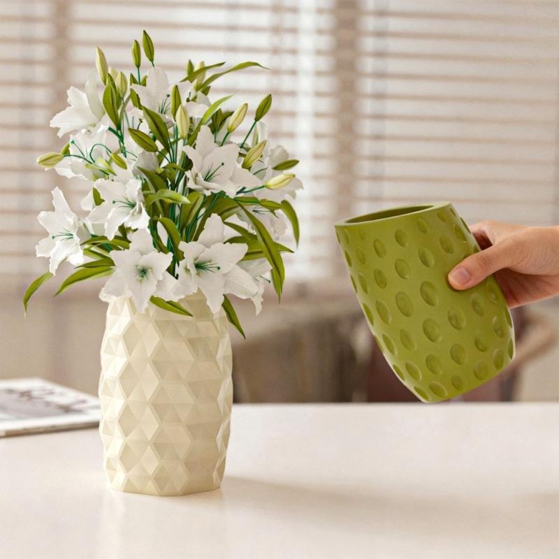 Hexagonal Faceted Ellipse Dot Vase Silicone Mould For Resin Concrete Craft Projects And Home Decoration