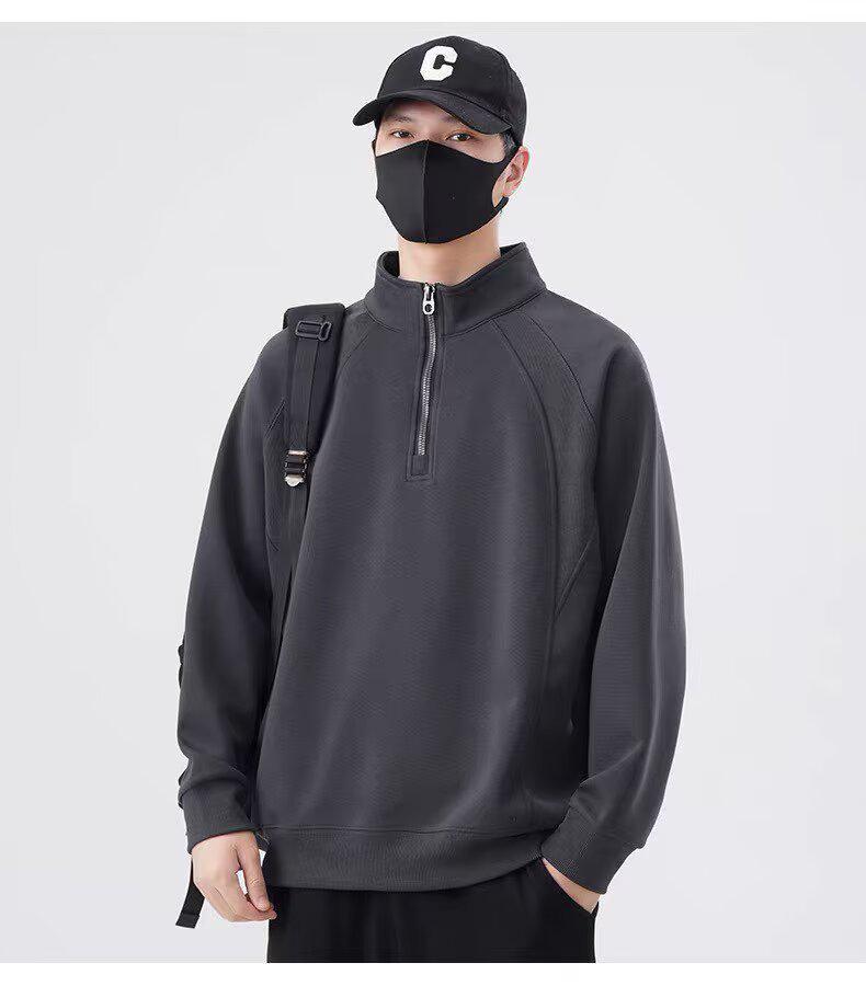 Heren Hoodie met Halve Rits - Trendy Harajuku Stijl, Veelzijdig & Artistiek