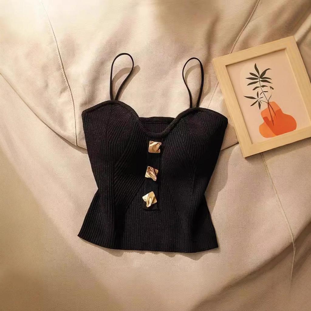 Xia's new Xiaoxiangfeng knitted tube top, sling vest inside and outside women's sleeveless back short top