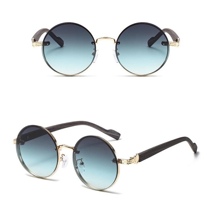 Ikke-polariserte Herre Dame Trendy Runde Innfatning Solbriller Oversized Trendy Gradient Glass Øyebeskyttelse