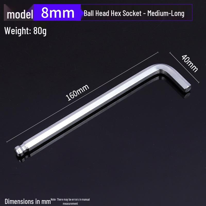 Gehärteter verzinkter und vernickelter L-förmiger Innensechskantschlüssel mit Kugelkopf