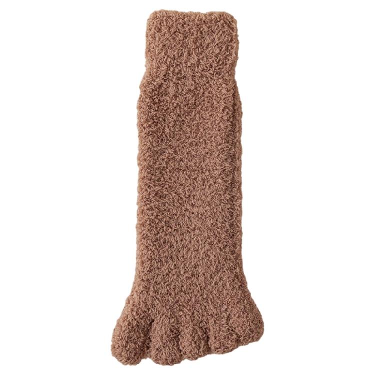 Womens Fuzzy Plush Slipper Socks Warm Coral Fleece Solid Color Five Finger Socks