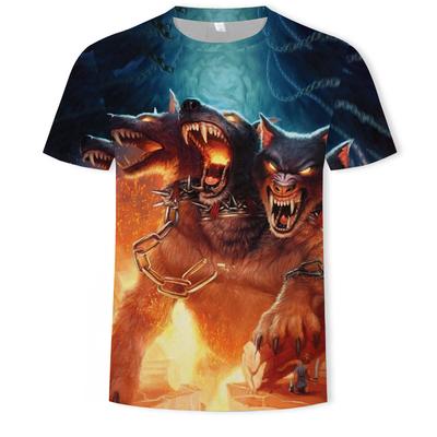 Herren-T-Shirt, 3D-Digitaldruck, Fuchs, Wolf, Herren, Rundhalsausschnitt, lässig, sportlich, unten, T-Shirts