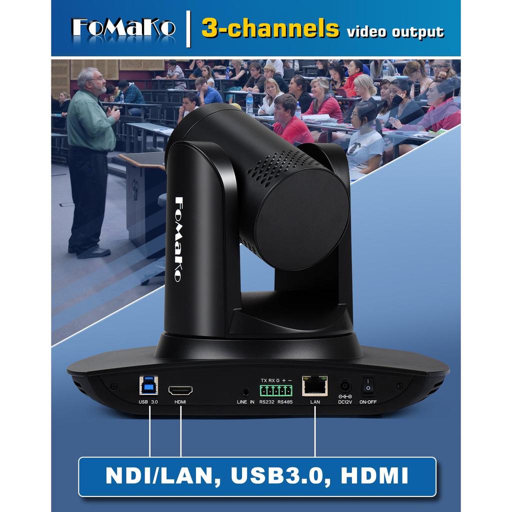 FoMaKo FMK20UH NDI-B Camera 20x Optical Zoom NDI PTZ HDMI USB3.0 IP Live Streaming NDI PTZ Camera