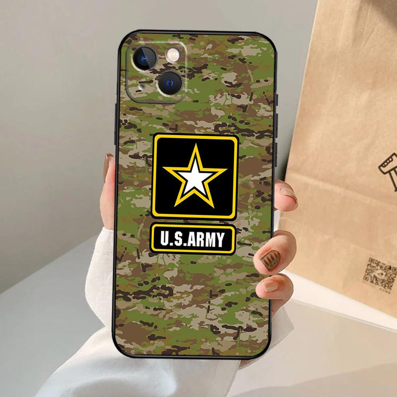 US ARMY Digital Camouflage Case For iPhone 16 15 14 13 12 11 Pro Max XS XR X Plus 12 13 Mini Bumper Back Cover