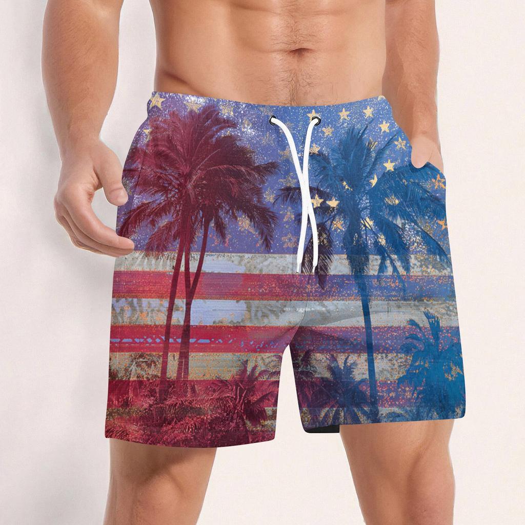 Men Swim Trunks with Tree and Print Quick Dry Board Shorts with Adjustable Drawstring and Pockets for Beach Pool Surfing