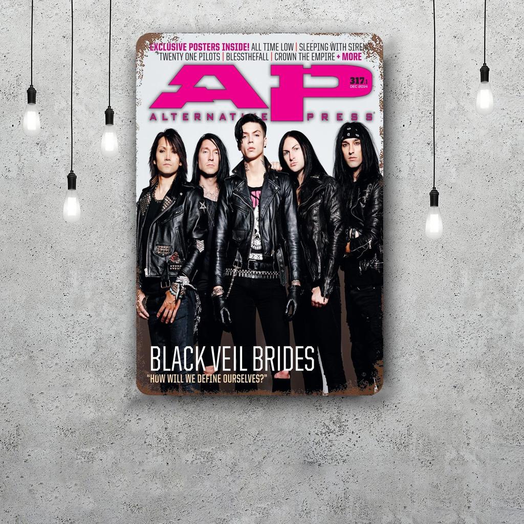 Poster Decorativo Black Veil Brides Segno di Latta Vintage Segno Metallico Placca Decorativa per Pub Bar Man Cave Club Decorazione Murale
