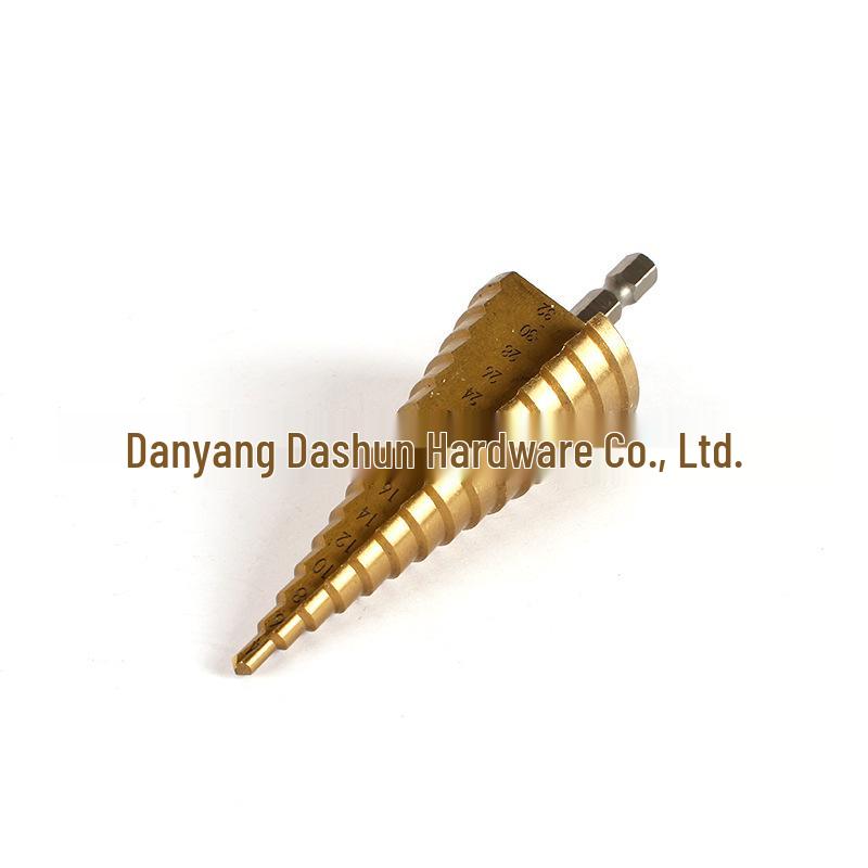 4241 HSS Titanium-Coated Hex Shank Step Drill Bit with Straight Flutes