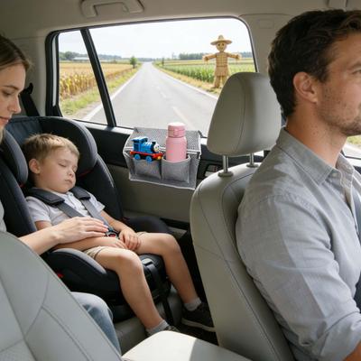 Organisateur de siège auto Grande capacité Accessoires de voyage Poche de rangement pour siège arrière de véhicule Pour téléphone Stylo Bouteilles d'eau Snacks Remorque