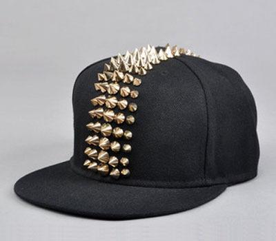 56-60Cm Adjustable Flat Brim Baseball Cap Punk Style Plastic Rivet Decoration Hat Outdoors Hip-Hop Street Dance Sun Football Hat