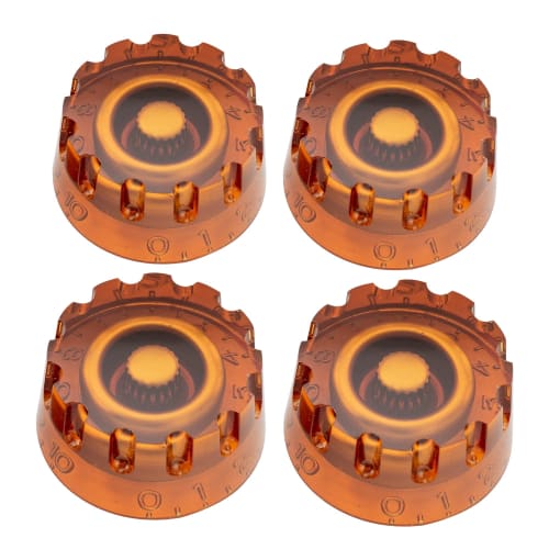 Musiclily Pro Notched Speed ??Knobs, Metric, for LP/SG Electric Guitars, Amber (Set of 4)