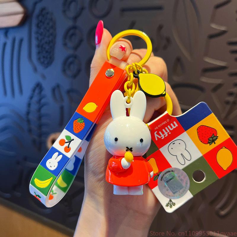 New Kawaii Miffy Rabbit Keychain Cartoon Couple Backpack Pendant Car Key Accessories Creative Festival Gifts