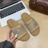 Women's shoes 2025 summer new wear fashion versatile mesh rhinestone decoration one-word drag thick-soled beach cool slippers