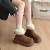 Thick-soled plush warm fluffy Birkenstock women's shoes snow boots short boots new winter thickened Northeast cotton shoes