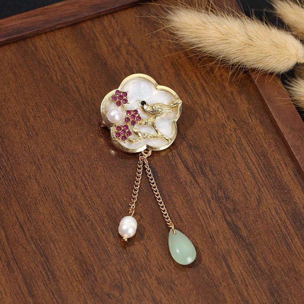 New Style Ancient Style Cheongsam Brooch Break Pressure Temperament Safe Buckle Pin Hanfu Bamboo Tassel Accessories