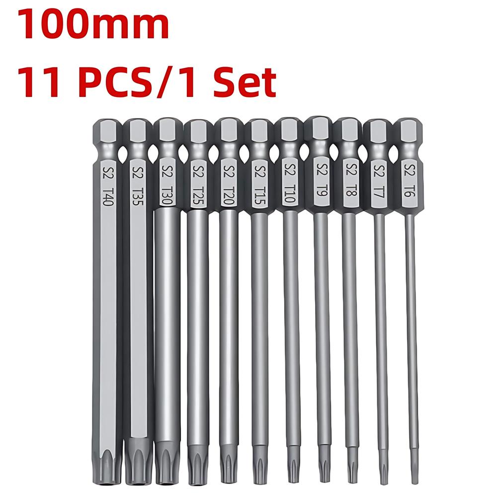 11PCS/12PCS Torx Hollow Screwdriver Flat Head Tamper Proof Security Drill Bit Set for Electric Drill  1/4" Hex Driver Bits
