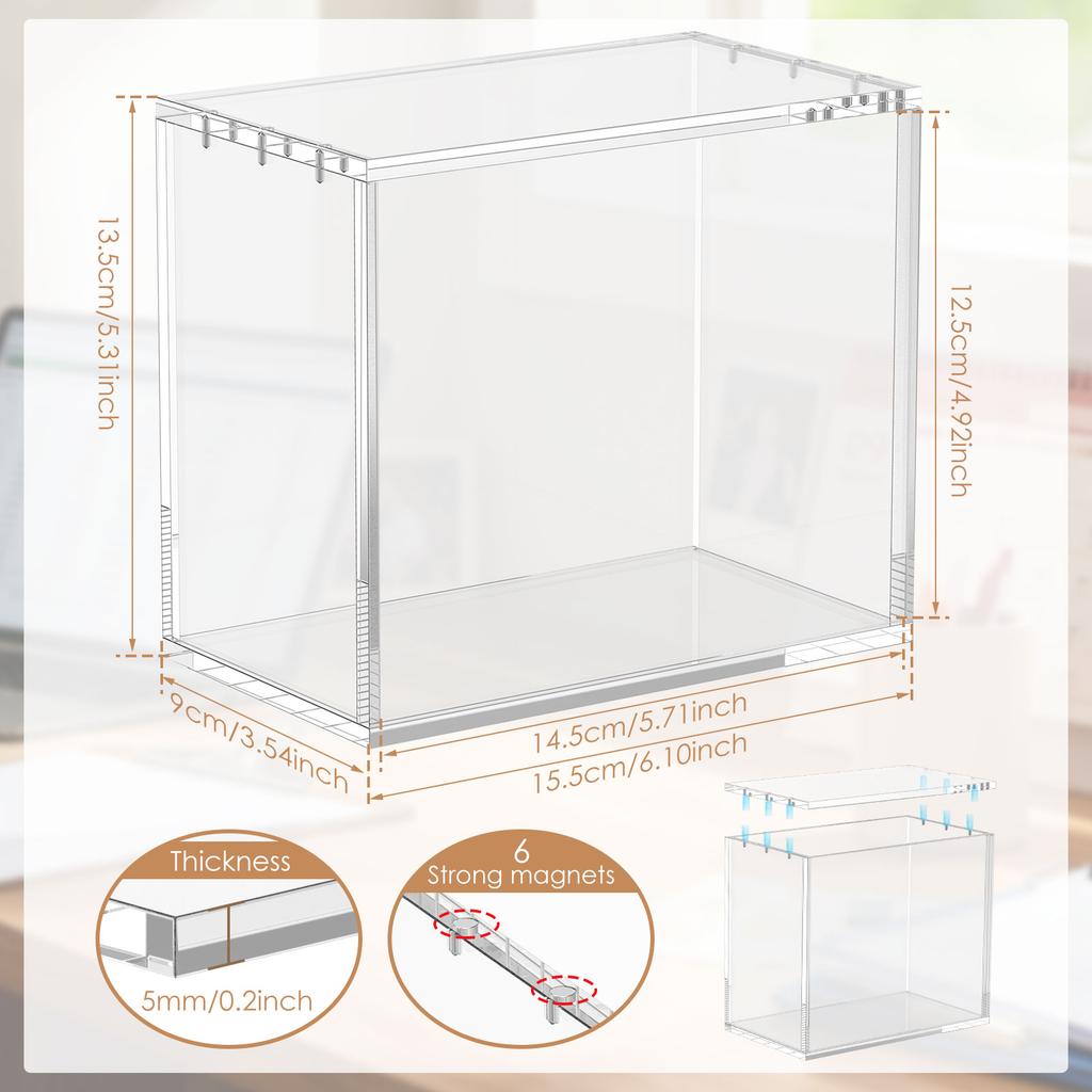 Acrylic Display Box Magnetic Closure Stackable Clear Trading Cards Collectibles Storage Case Figurines and Blind Box Organizer