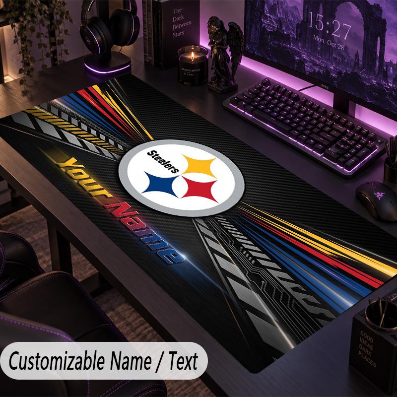 Large Mouse PadPittsburgh Steelers Custom Name Text Personalized Desk Mat Non Slip Gaming Pad