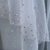 1 Tier Wedding Bridal Veil with Comb Sparkling Rhinestones Adornment Short Fingertip Length Cut Edge Tulle Veil