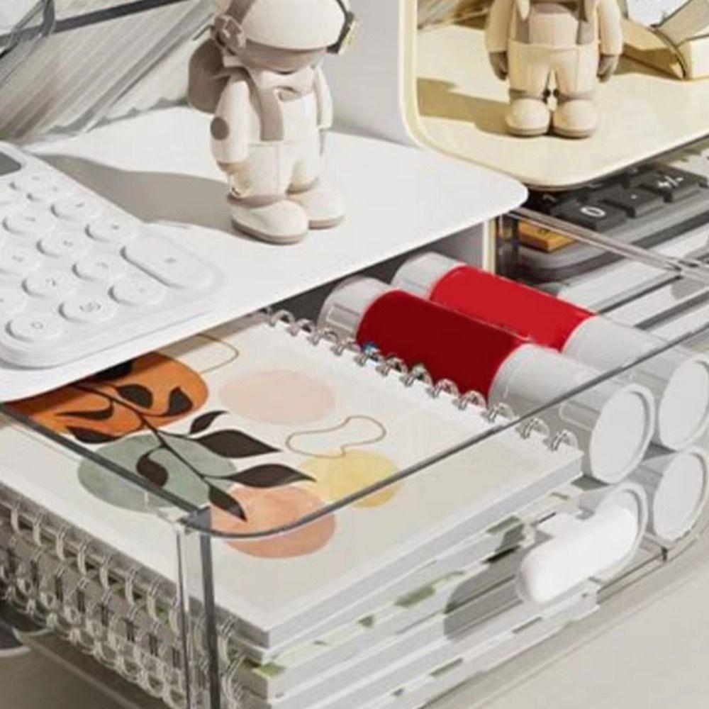 Transparent Desk Organizer Box Large Capacity Stationary Organizer Desktop Storage Drawers  School