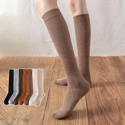 Druck Schlankmachende Wadensocken, Stark Formende Lange Kniestrümpfe, Damen Mid-Tube Herbst und Winter Trendige Hohe Kniestrümpfe Einfarbig Baumwolle