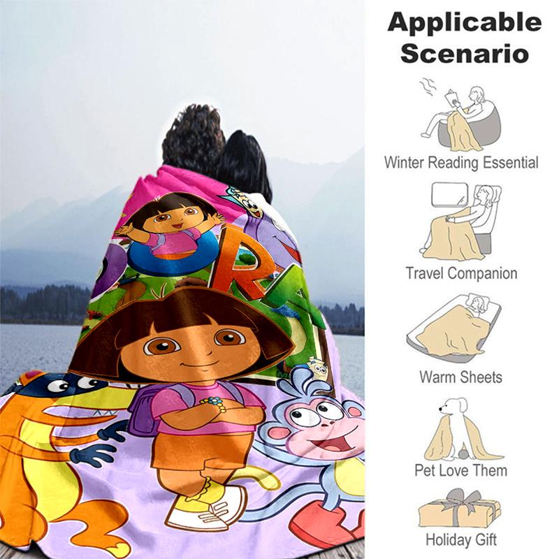 1pc Blanket D-Doras The Explorer1 Print Design, Lightweight Blanket for Sofa, Bed- Soft &Warm, Gift for All Seasons Like Christmas, Halloween