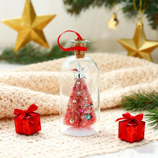 Christmas Tree Message In A Bottle Recordable Voice Christmas Tree Ornament with Playback Cork Snowy Scene In Bottle Christmas Gifts for Party Favors