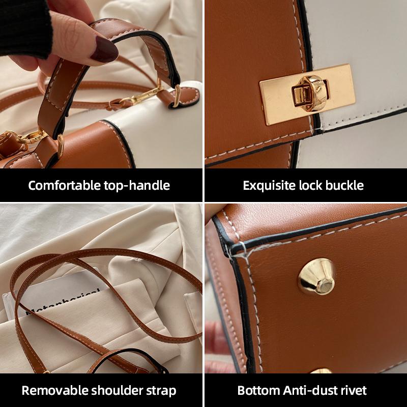 2025 New Color-Block Shoulder Bag Commuter Handbag  Premium Metal Lock Crossbody
