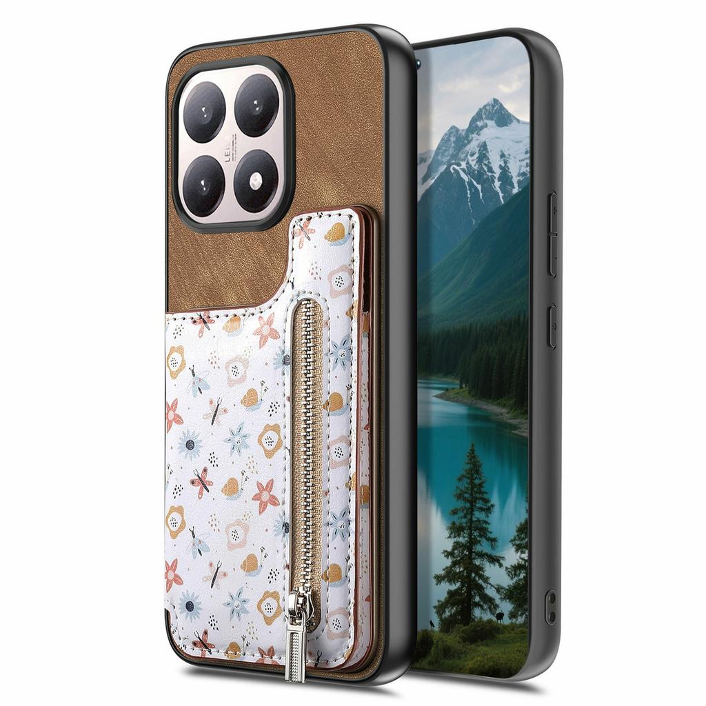 For Xiaomi 15T Leather Phone Cover with RFID Blocking Zipper Card Bag Kickstand