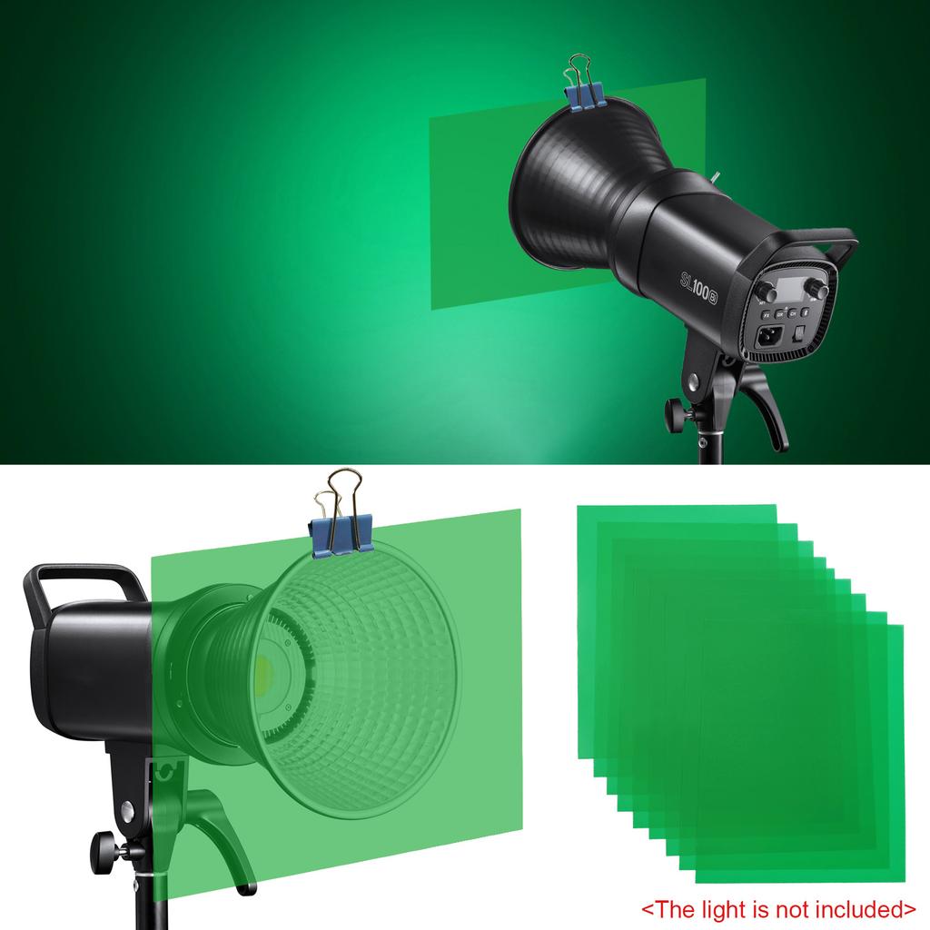 9PCS 30 * 20cm Photography Light Color Filters Set Transparent Light Gel Sheet for Studio Photography Portrait Video Shooting