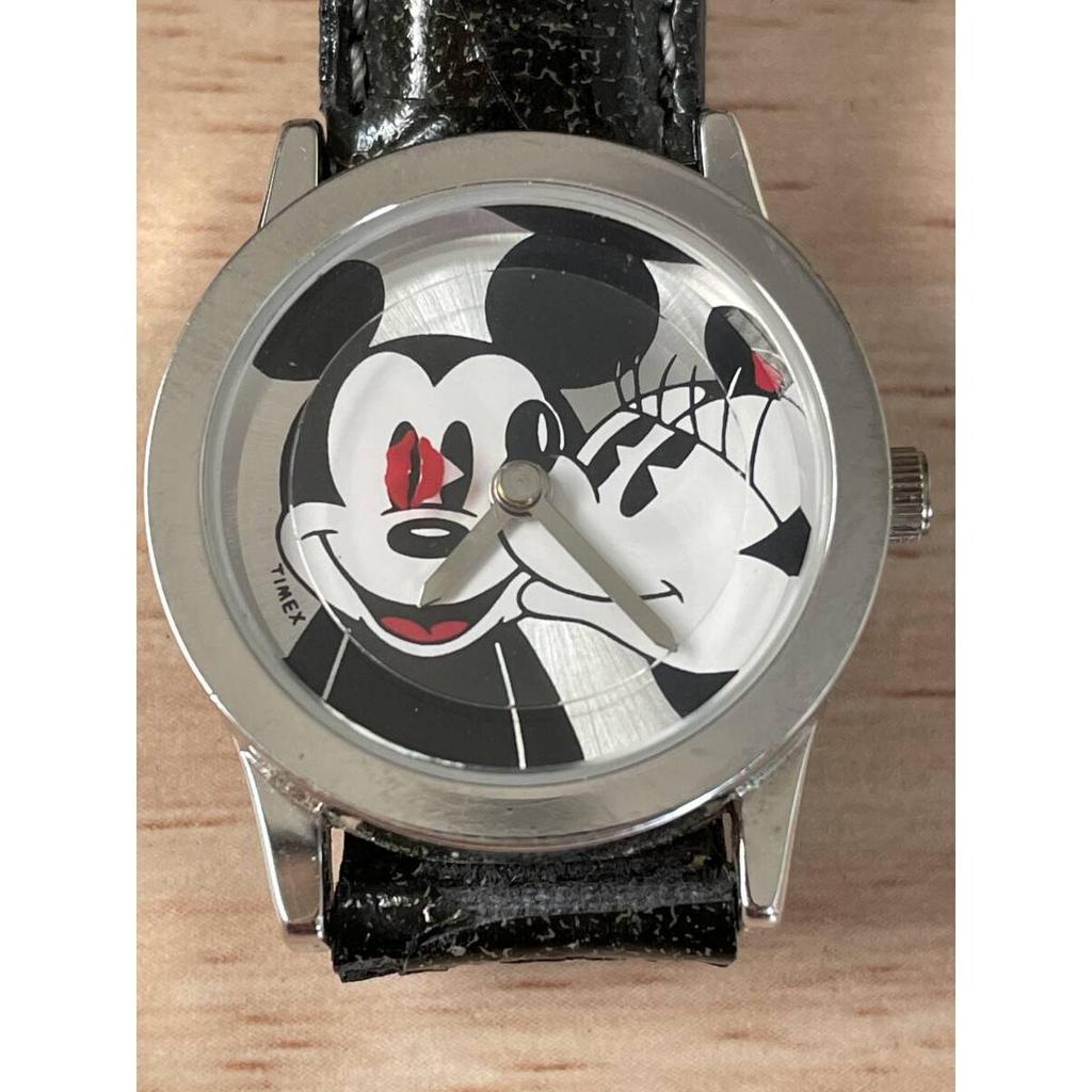 Used Free Shipping Disney Mickey Minnie Ladies Watch Silver TIMEX Analog Quartz Mickey Mouse Minnie Mouse Watch Rare Rare