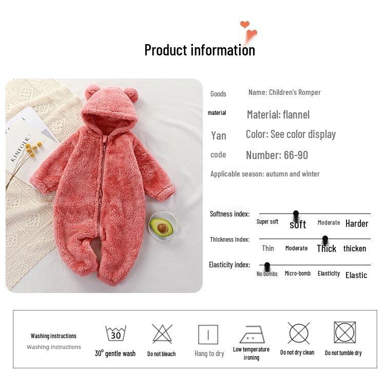 Macacão de Pelúcia para Recém-Nascidos: Macacões e Pijamas com Zíper Quentes para Outono/Inverno