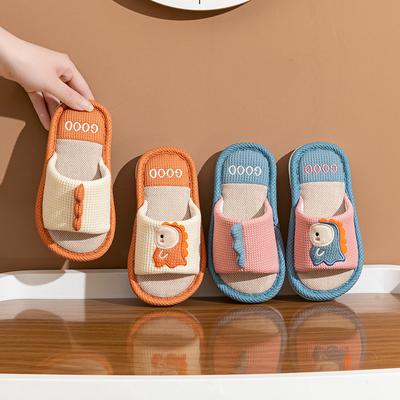 Zapatillas de lino para niños primavera y otoño niños interior hogar antideslizantes primavera niñas padre-hijo niños verano algodón y lino hogar