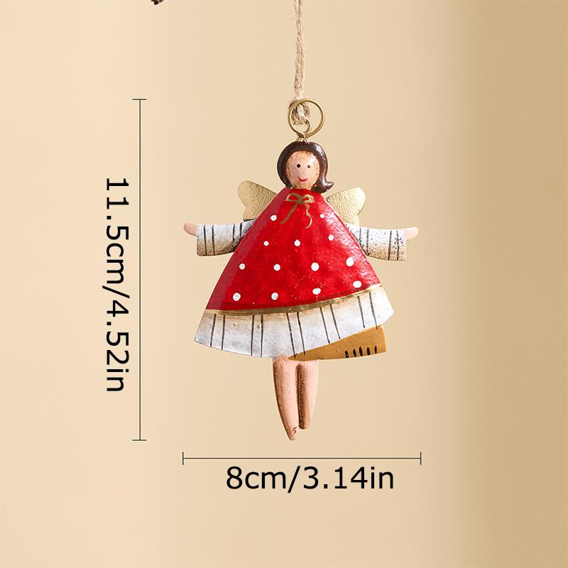 

1PC/4PCS Ironwork Decoration Iron Sheet Holiday Angel Hanging Ornament Party Retro Christmas Pendant 1pc