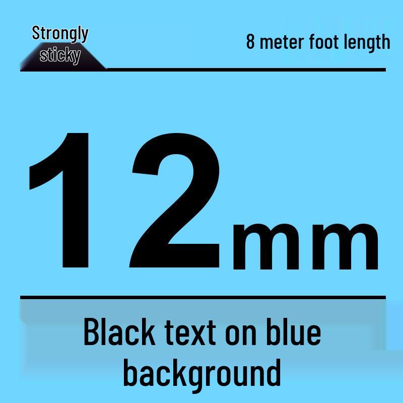 Compatível Fita para Rotulador Brother 12mm: PT-E100B/D210/D450/115B, Autoadesivo Laminado